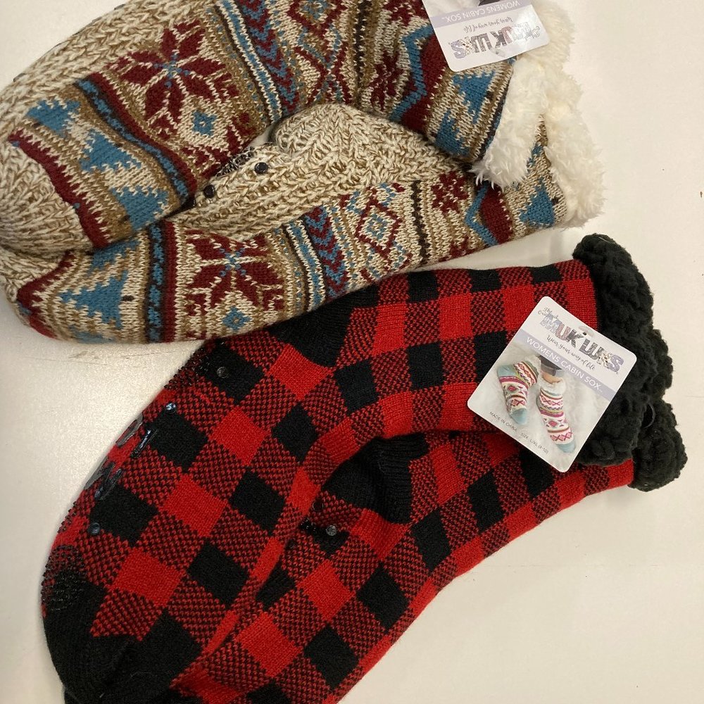 Two pairs of women's MUK LUKS, Cabin Socks, NWT